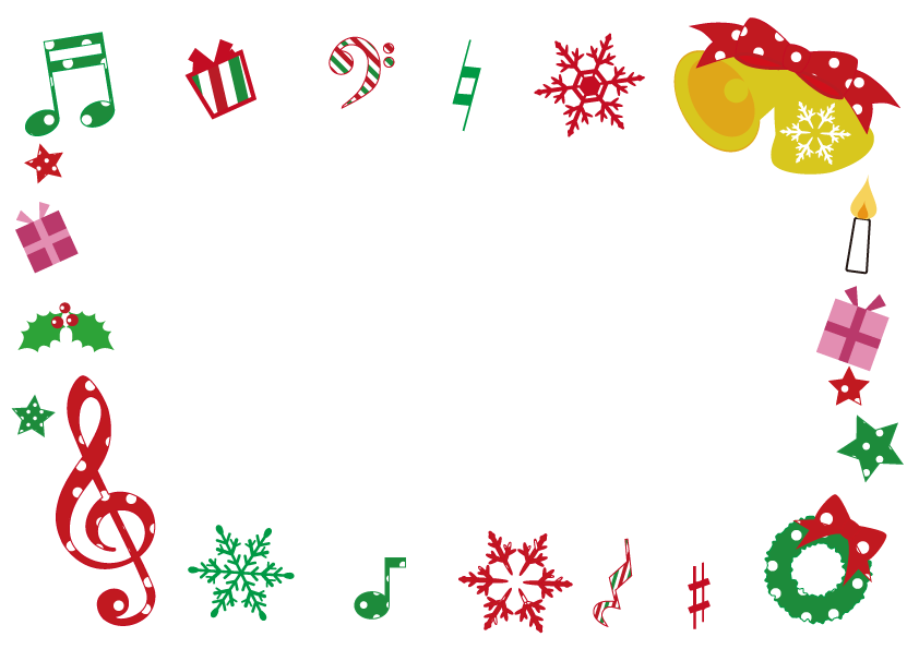 ト音記号とクリスマスのフレーム