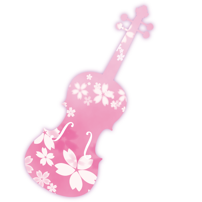 桜柄のバイオリンイラスト