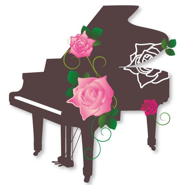 バラとピアノイラスト