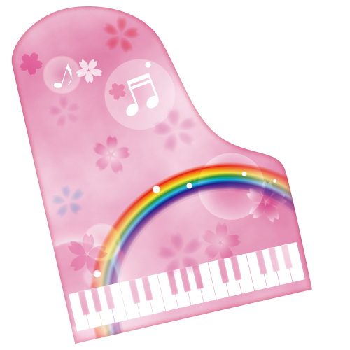虹桜のピアノイラスト