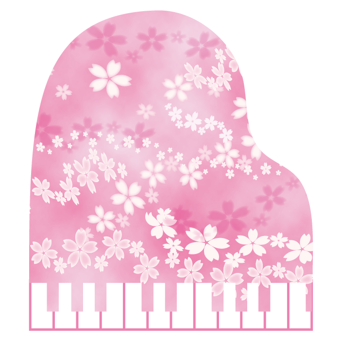 桜柄のピアノイラスト