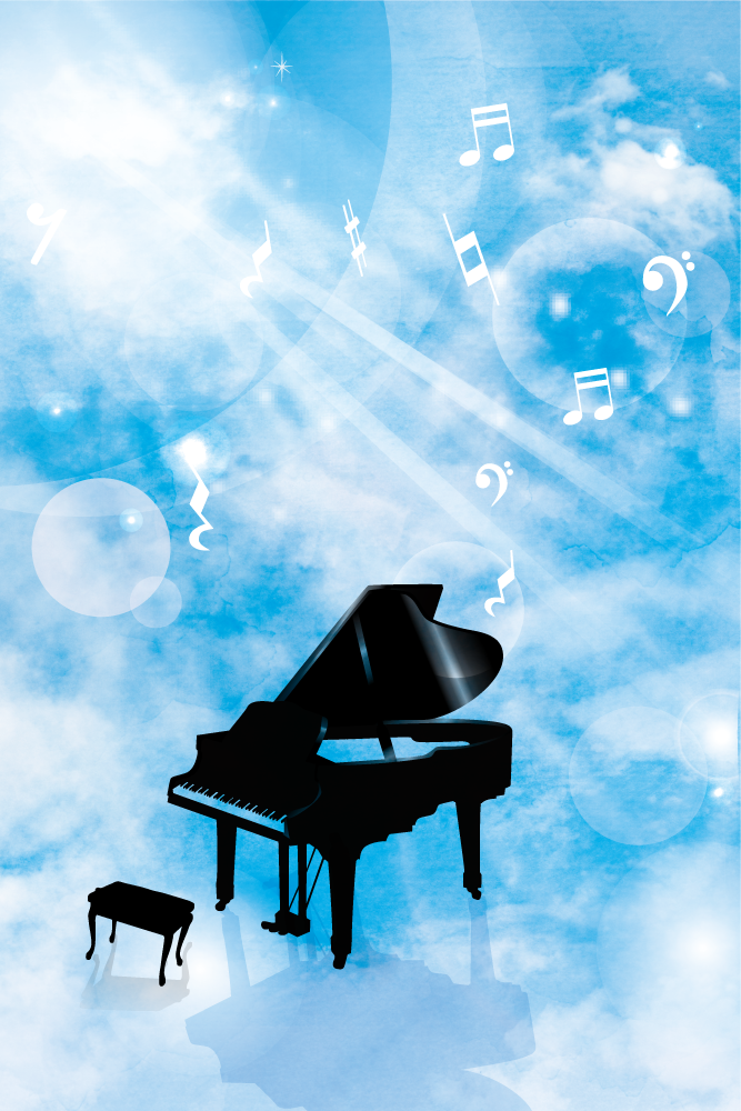 青空とピアノ背景