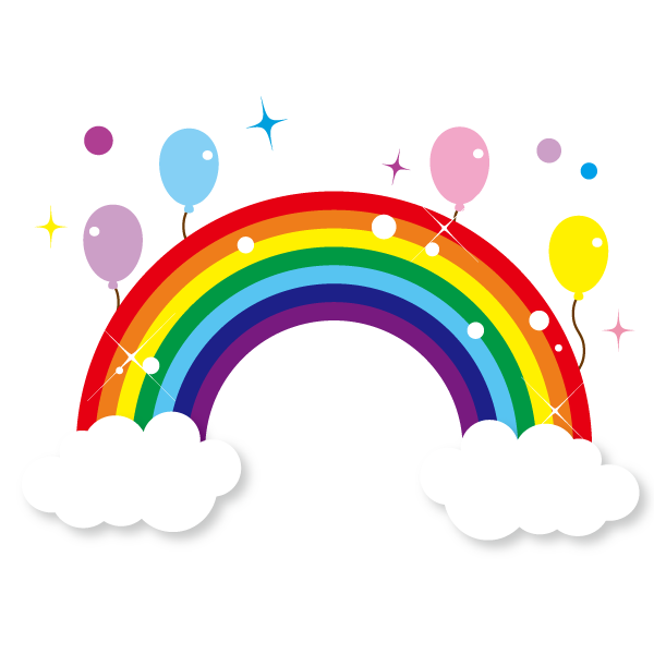 虹と風船イラスト