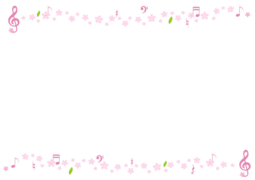ト音記号と桜の花のフレーム