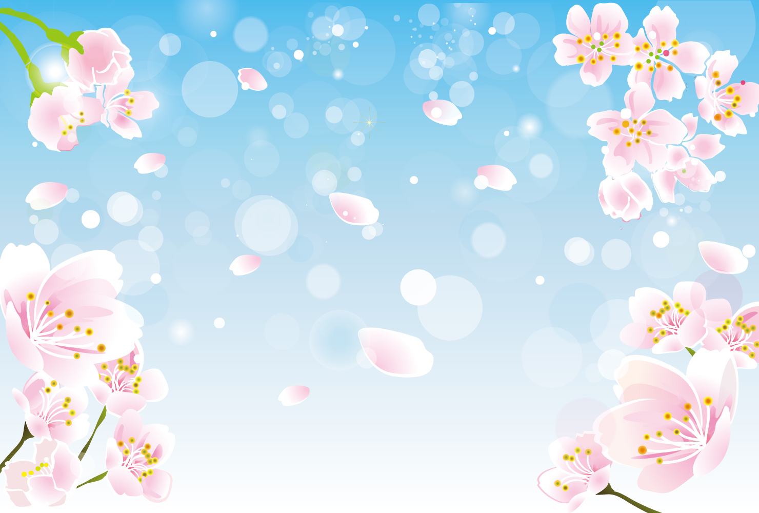 青空と桜の花背景イラスト